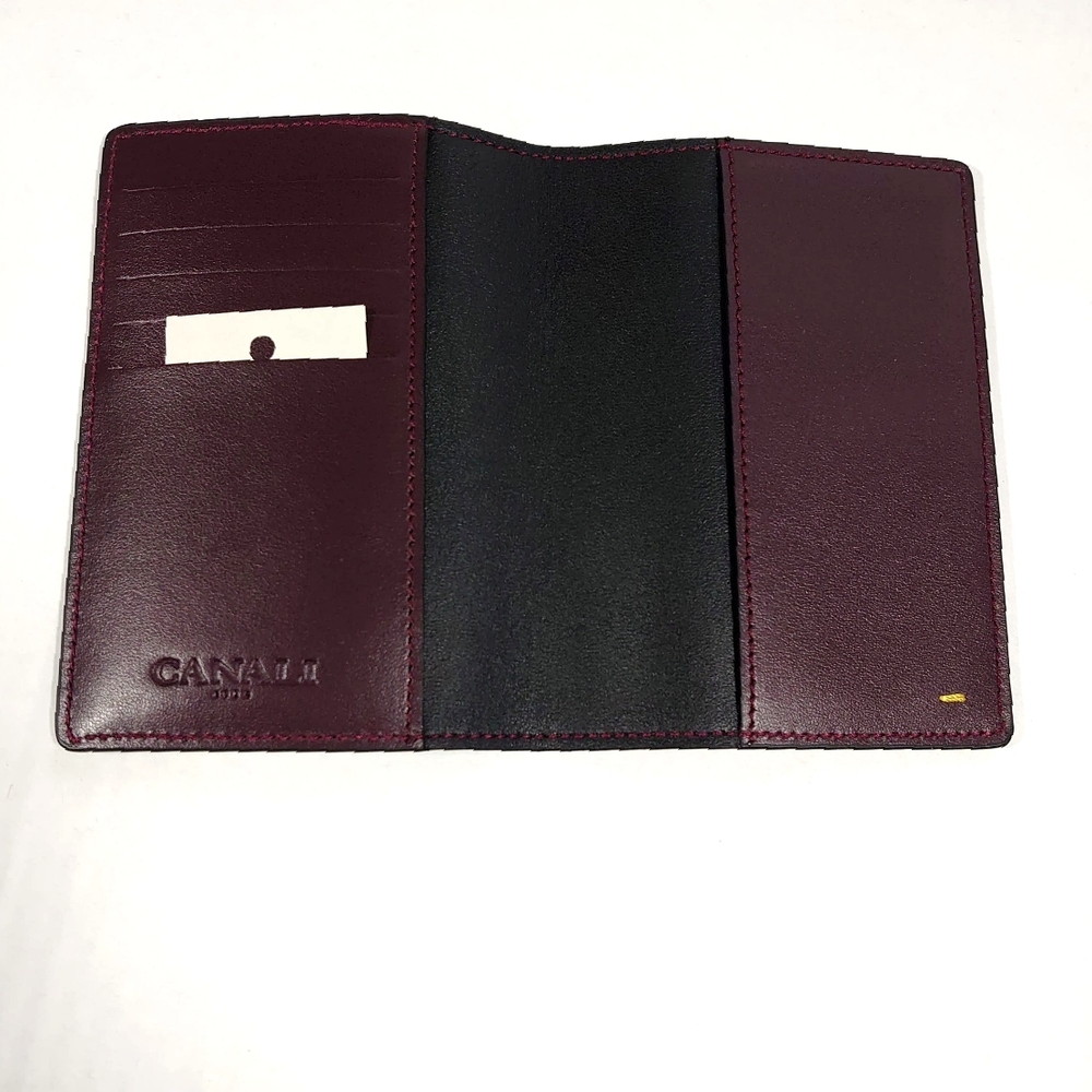 CANALI New Leather Passport Credit Card Holder Maroon - Picture 2 of 7